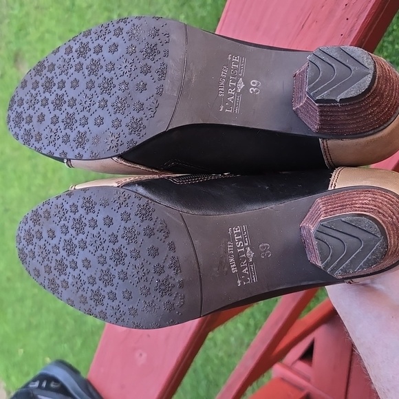 L'Artiste SPRINGSTEP Vintage Look 1930s Style Side Zipper Pump Tan Black 39 - Picture 5 of 8